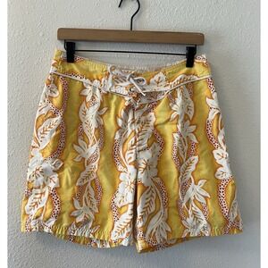 Vintage 90's Paul Smith Collections Board Shorts Hawaiian Yellow Hibiscus Print